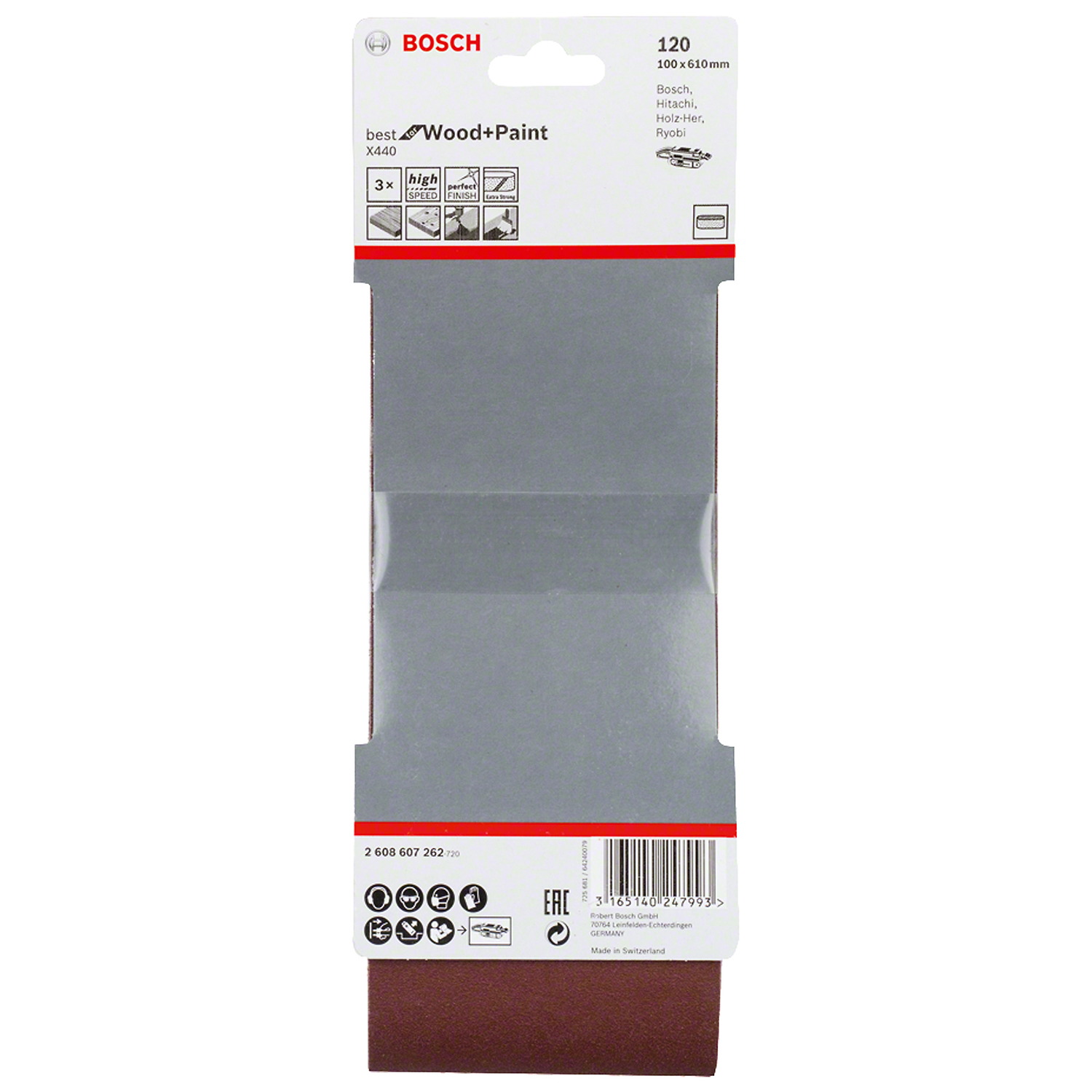 2608607262 Lija de banda Bosch X440 Best Wood&Paint 100x610mm G120 3und