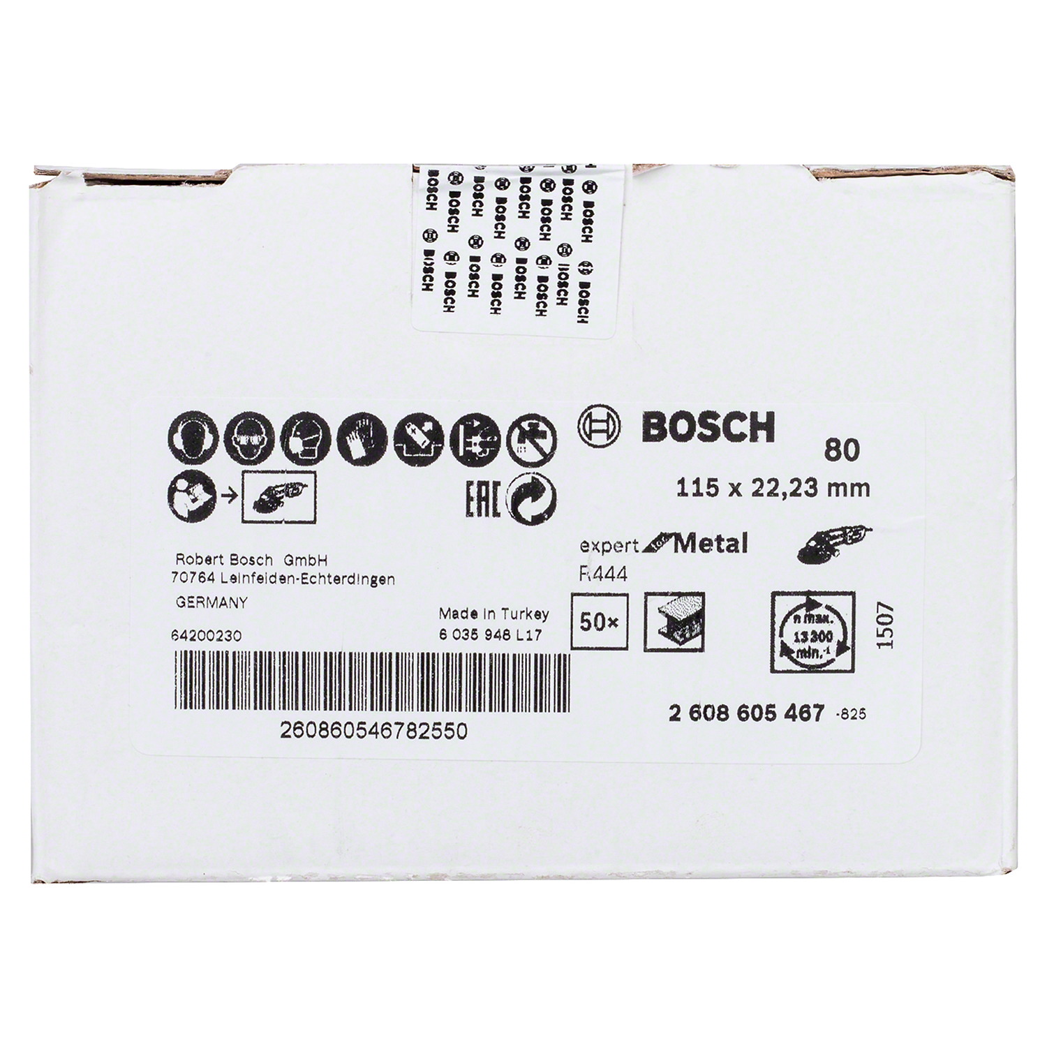 2608605467 Disco de lija en fibra Bosch R444 Expert for Metal 115mm G80 - Imagen 2