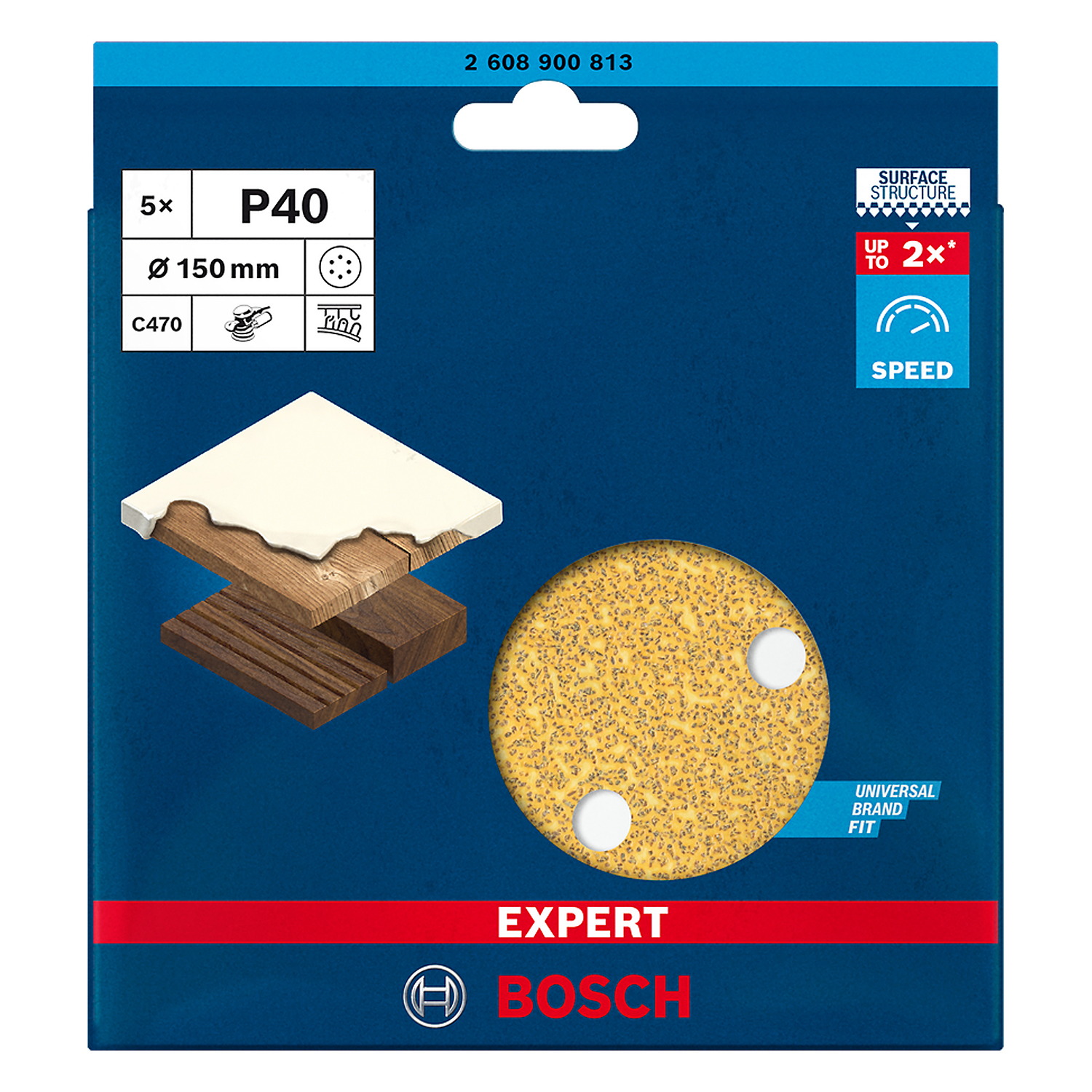 2608900813 Disco de lija Bosch EXPERT C470; 150mm G40 5 unidades