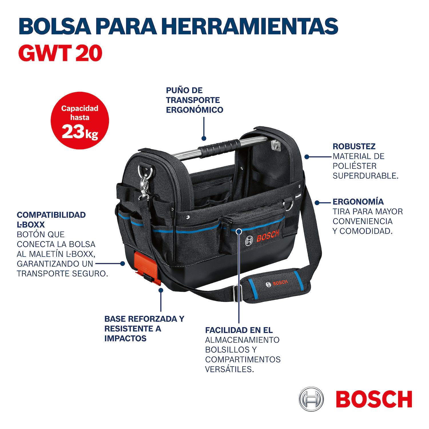 1600A025L6 1600A025L6 Bolso para transporte de herramientas Bosch GWT 20 hasta 23kg - Imagen 8