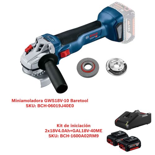 BCH-KIT-B1 06019J40E0 Mini esmeril inalámbrico de 5" Bosch GWS 18V-10, sin batería