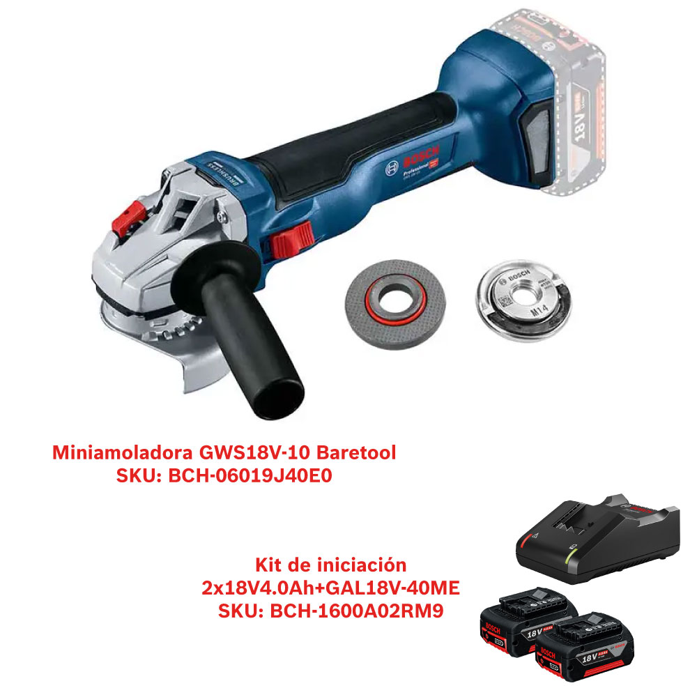 BCH-KIT-B1 06019J40E0 Mini esmeril inalámbrico de 5″ Bosch GWS 18V-10, sin batería